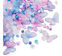 Cheriswelry Juego de 100 cuentas acrílicas transparentes de mariposa, cuentas redondas de perlas de chicle, pulseras de 7,5 a 31 mm para hacer collares, llaveros y accesorios