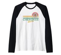 Cherokee Blood Retro Sun Vintage Indian American Tocado Camiseta Manga Raglan