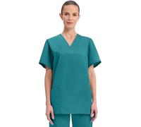 Cherokee Camiseta médica con Cuello en V y 3 Bolsillos 4876 para Mujer y Hombre, Azul Teal, Small