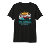 Cherokee Carolina del Norte Retro Atardecer Grandes Montañas Humeantes Camiseta Premium