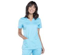 Cherokee Medical WW620 - Camiseta sanitaria para mujer, cuello en V, 3 bolsillos y tela suave, Turquesa, 5XL