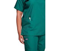 Cherokee Mujer - Blusa de trabajo hospitalaria para mujer, original - Ropa médica - Cuello en V - Tallas grandes - WWE4700, Hunter Verde, L
