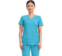 CHEROKEE Uniforme, Camiseta Falsa Cruce para Mujer, Línea Revolution, Turquesa, XS