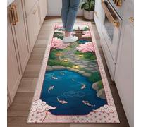 Cherries Blossom - Alfombra de camino de flores japonesas, pagoda, carpa, primavera, melocotón, antideslizante, rectangular, para el piso, para cocina, entrada, noche, pasillo, decoración de 2 x 6