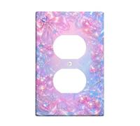 Cherries - Cubiertas dúplex para toma de corriente, placas de pared, cintas de corazones juguetones, primavera melocotón, plástico, tamaño estándar, doble toma de corriente, para dormitorio, baño