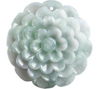 Cherrii Colgante de flor de peonía de jadeíta Natural de grado A, simboliza la fortuna próspera, collar de Jade de moda, joyería de cadena de suéter for mujer