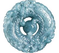 Cherrii Collar con colgante de jade, collares for hombres y mujeres, grado A natural, amuletos, dragones dobles jugando con un dragón perla