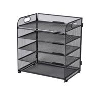 Cherrii Soporte for Archivos de revistas, Organizador Escritorio, Malla, con clasificador estantes 5 Niveles Asas Laterales, Suministros Oficina(Black)