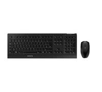 CHERRY B.UNLIMITED 3.0, Pack de Teclado y Ratón Inalámbricos, Distribución de Teclado Alemán QWERTZ, Pilas Recargables, Rotulación de Teclas Resistente, Ángel Azul, Negro