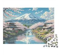Cherry Blossom Adult Jigsaw Puzzles Mount Fuji Cherry Blossoms for The Whole Family Women, Gifts for Men 52x38cm/1000pcs