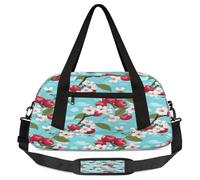 Cherry Blossom - Bolsas de lona para niños y niñas, color azul con flores, bolsa deportiva ligera para gimnasio, bolsa de viaje o baile, Flor de Cerezo, 18.5L x 7.8W x 9.4H