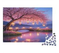 Cherry Blossom Bridge Puzzle 1000 Piezas Adultos Y Ni?os Difícil Entrenamiento De Concentración Noche En Familia Cartón Premium 38x26cm/1000pcs