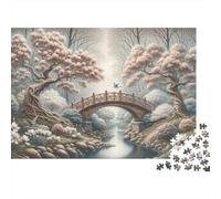 Cherry Blossom Bridge Serenity Rompecabezas Imposible,desafío for Adults Entretenimiento Creativo 1000 Piezas Obra De Arte De Juego De para Adultos Y Niños A Partir De 12 Años 52x38cm/1000pcs