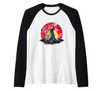 Cherry Blossom Fighter Fujuyama Sunset Japanese Samurai Camiseta Manga Raglan