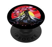 Cherry Blossom Fighter Fujuyama Sunset Japanese Samurai PopSockets PopGrip Adhesivo