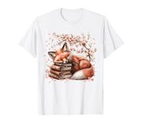 Cherry Blossom Fox Accessories For Girls Who Loves Books Camiseta