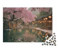 Cherry Blossom Garden Colourful Japanese Garden 1000 Pieces Jigsaw for Adults Beautifully Illustrated Challenging Home Activity 70x50cm/1000pcs