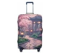 Cherry Blossom Garden Path - Funda elástica para equipaje de viaje, protector de maleta, funda de equipaje impresa antiarañazos, Black, XL