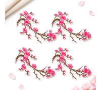 Cherry Blossom Iron-On Patches, 4 Large Floral Appliques for Clothing