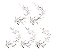 cherry-blossom Iron-On Patches - Embroidered Flower Applique | 5Pcs No-Sew