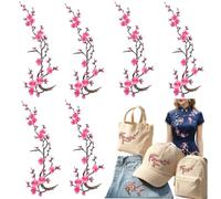 Cherry Blossom Iron Patch,Embroidery Flower Iron on Patches for Backpack,Appliques DIY Trim for Jeans Garment Cos, for Hats, Shirts, Shoes, Jeans, Bags
