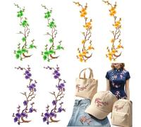 Cherry Blossom Iron Patch,Embroidery Flower Iron on Patches for Backpack,Appliques DIY Trim for Jeans Garment Cos, for Hats, Shirts, Shoes, Jeans, Bags