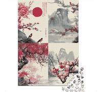 Cherry Blossom Landscape Scroll Puzzles Imposible,desafío for Adults Entretenimiento Creativo 1000 Piezas Obra De Arte De Juego De para Adultos Y Niños A Partir De 12 Años 38x26cm/1000pcs