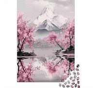 Cherry Blossom Montagne 1000 Piezas Papel Durable Puzzle para Adultos Portátil Noche De Juegos En Familia Horas De Entretenimiento Garantizadas 38x26cm/1000pcs