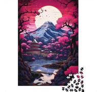 Cherry Blossom Montagne View Paquete De 1000 Piezas Papel Ecológico Personas Que Aman Entrenamiento Cerebral Fácil Limpiar Noche Juegos Familia 52x38cm/1000pcs