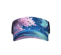 Cherry Blossom Moon ajustable para hombres y mujeres, ligero, plegable, con visera superior vacía, visera deportiva, sombrero para correr, tenis, golf, color negro