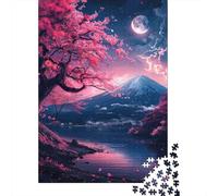 Cherry Blossom Moon Night Puzzle 1000 Piezas Adultos - Rompecabezas, Regalo, Juego Familiar, Decoración del Hogar 52x38cm/1000pcs