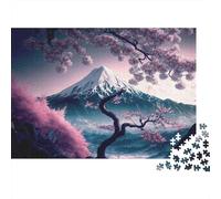 Cherry Blossom Mountain View 100% Recycled Cardboard MT Fuji with Cherry 1000 Piece Puzzle for Adults The Impossible Challenge Fun Present 70x50cm/1000pcs