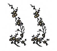 Cherry Blossom Patches, 2 Pack Embroidered Iron-On Floral Appliques (2pcs F)