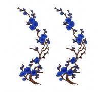 Cherry Blossom Patches, 2 Pack Embroidered Iron-On Floral Appliques (2pcs H)