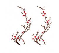 Cherry Blossom Patches, 2 Pack Embroidered Iron-On Floral Appliques (2pcs J)