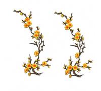 Cherry Blossom Patches, 2 Pack Embroidered Iron-On Floral Appliques (2pcs N)