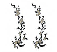 Cherry Blossom Patches, 2 Pack Embroidered Iron-On Floral Appliques (2pcs Q)