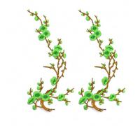 Cherry Blossom Patches, 2 Pack Embroidered Iron-On Floral Appliques (2pcs R)
