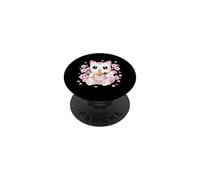 Cherry Blossom Ramen Cat Kawaii Anime japonés Fideos Sakura PopSockets PopGrip Adhesivo