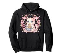 Cherry Blossom Ramen Cat Kawaii Anime japonés Fideos Sakura Sudadera con Capucha