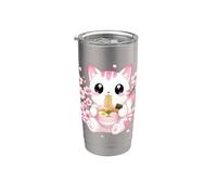 Cherry Blossom Ramen Cat Kawaii Anime japonés Fideos Sakura Vaso térmico de acero inoxidable de doble pared