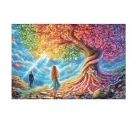 Cherry Blossom Tree Forest Wild Nature Puzzle 1000 Piezas Obra De Arte 3D Happy Time Rompecabezas para Hombres Y Mujeres Desafío Intelectual Estera Portátil DIY Moderno 1000 PCS