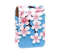 Cherry Blossoms - Estuche portátil para lápiz labial, mini caja de almacenamiento de lápiz labial, estuche organizador de lápiz labial con espejo para mujer, Varios colores, 9.5x2x7 cm/3.7x0.8x2.7 in