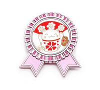 Cherry Blossoms Lucky Fortune Cat Japan Badge Pin Pink Winner Award Medal, Medium, Metal