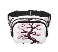 Cherry Blossoms Tree Fitness - Riñonera de viaje moderna e informal, riñonera cuadrada de doble capa, color negro, talla única, Negro, One Size