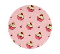 Cherry Cake - Alfombrilla redonda de goma antideslizante para mouse, duradera y cómoda para oficina, juegos y aprendizaje, 8 pulgadas