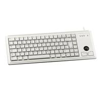 Cherry Compact Keyboard G84-4400, diseño alemán, Teclado QWERTZ, Teclado con Cable, Teclado mecánico, mecánico ML, trackball óptico Integrado más 2 Botones de ratón, Gris Claro