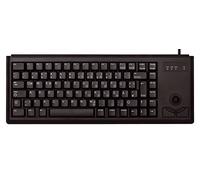 Cherry Compact Keyboard G84-4400, diseño francés, Teclado AZERTY, Teclado con Cable, Teclado mecánico, mecánica ML, trackball óptico Integrado más 2 Botones de ratón, Negro