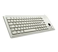 Cherry Compact Keyboard G84-4400, diseño francés, Teclado AZERTY, Teclado con Cable, Teclado mecánico, mecánica ML, trackball óptico Integrado más 2 Botones de ratón, Gris Claro