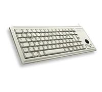 Cherry Compact Keyboard G84-4400, disposición Internacional, Teclado QWERTY, Teclado con Cable, Teclado mecánico, mecánica ML, trackball óptico Integrado más 2 Botones de ratón, Gris Claro
